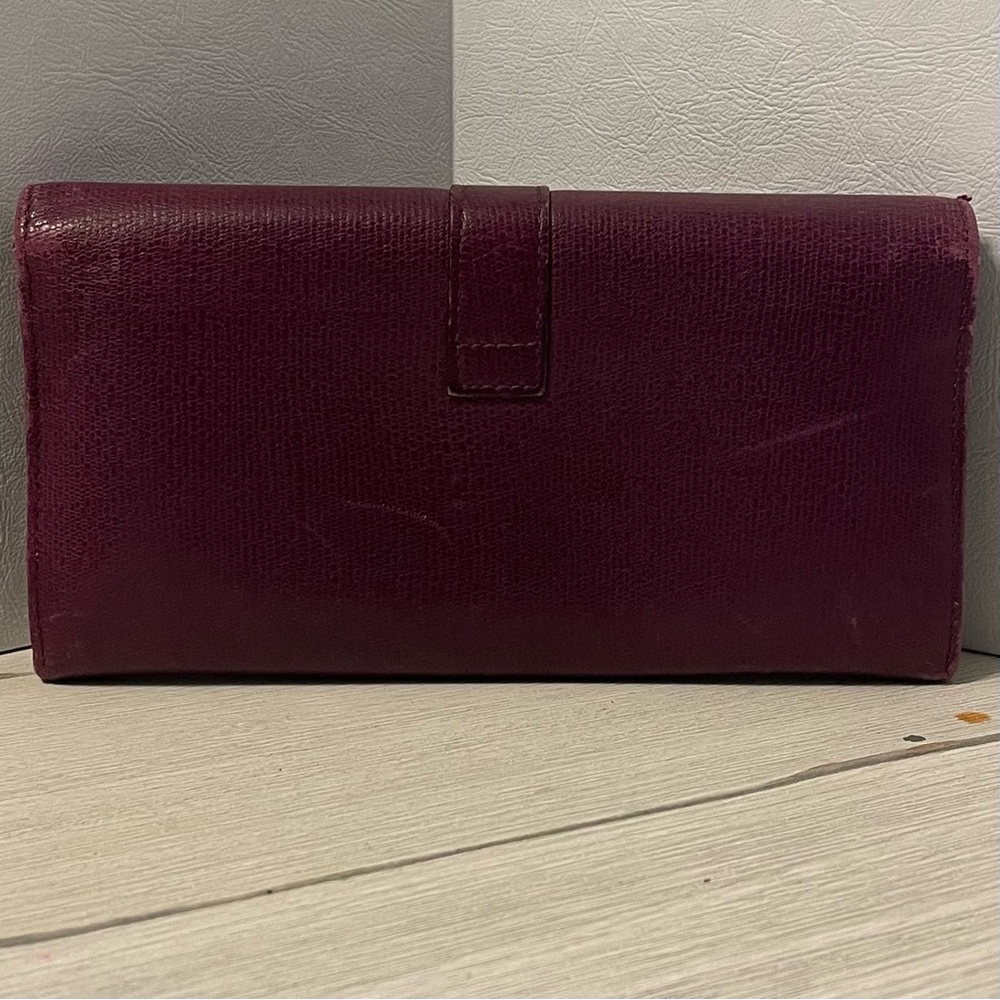 Yves Saint Laurent Deep Burgundy Y-Line Flap Leather Wallet - Picture 3 of 6